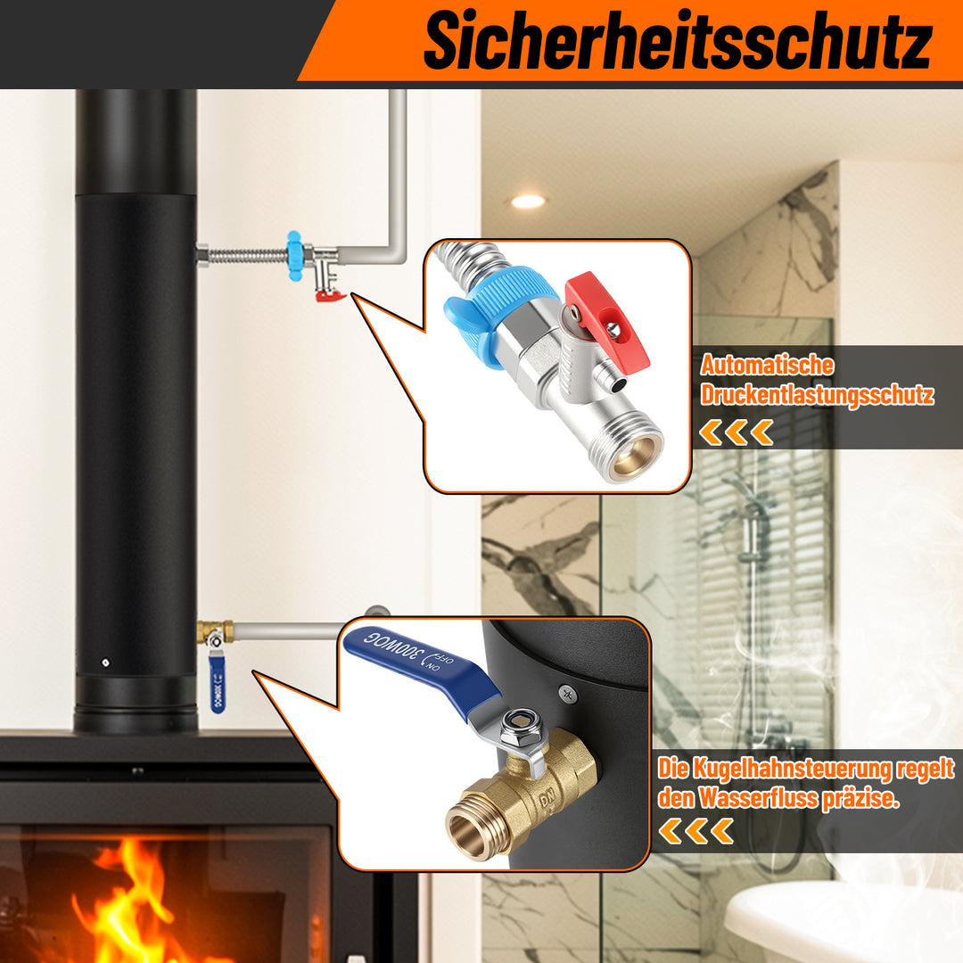 Sonnewelt Ofenrohr Kaminrohr mit integrierter Heizspirale Ø12cm/15cm Edelstahl