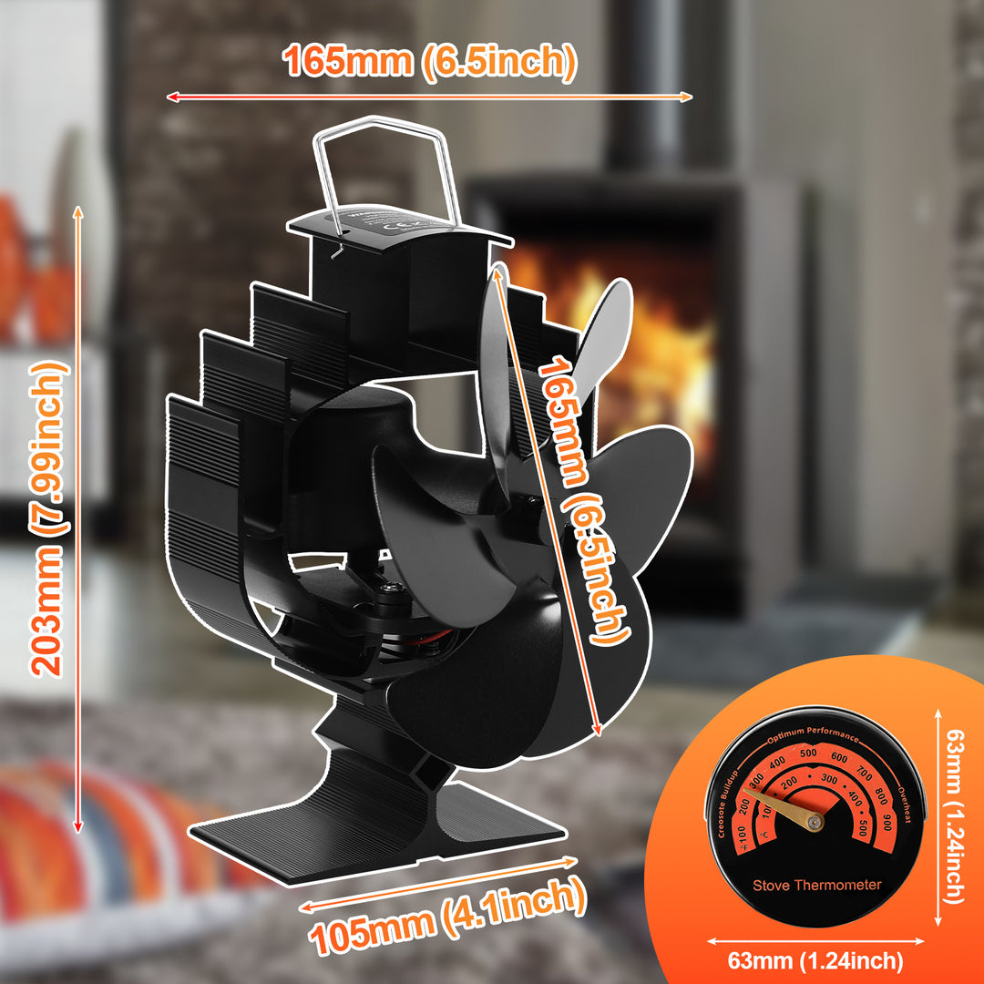 Sonnewelt Kaminventilator Ofenventilator 6-Blättern Oszillation