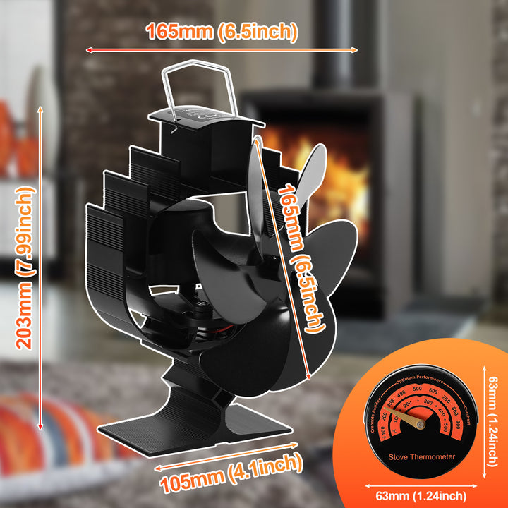 Sonnewelt Kaminventilator Ofenventilator 6-Blättern Oszillation