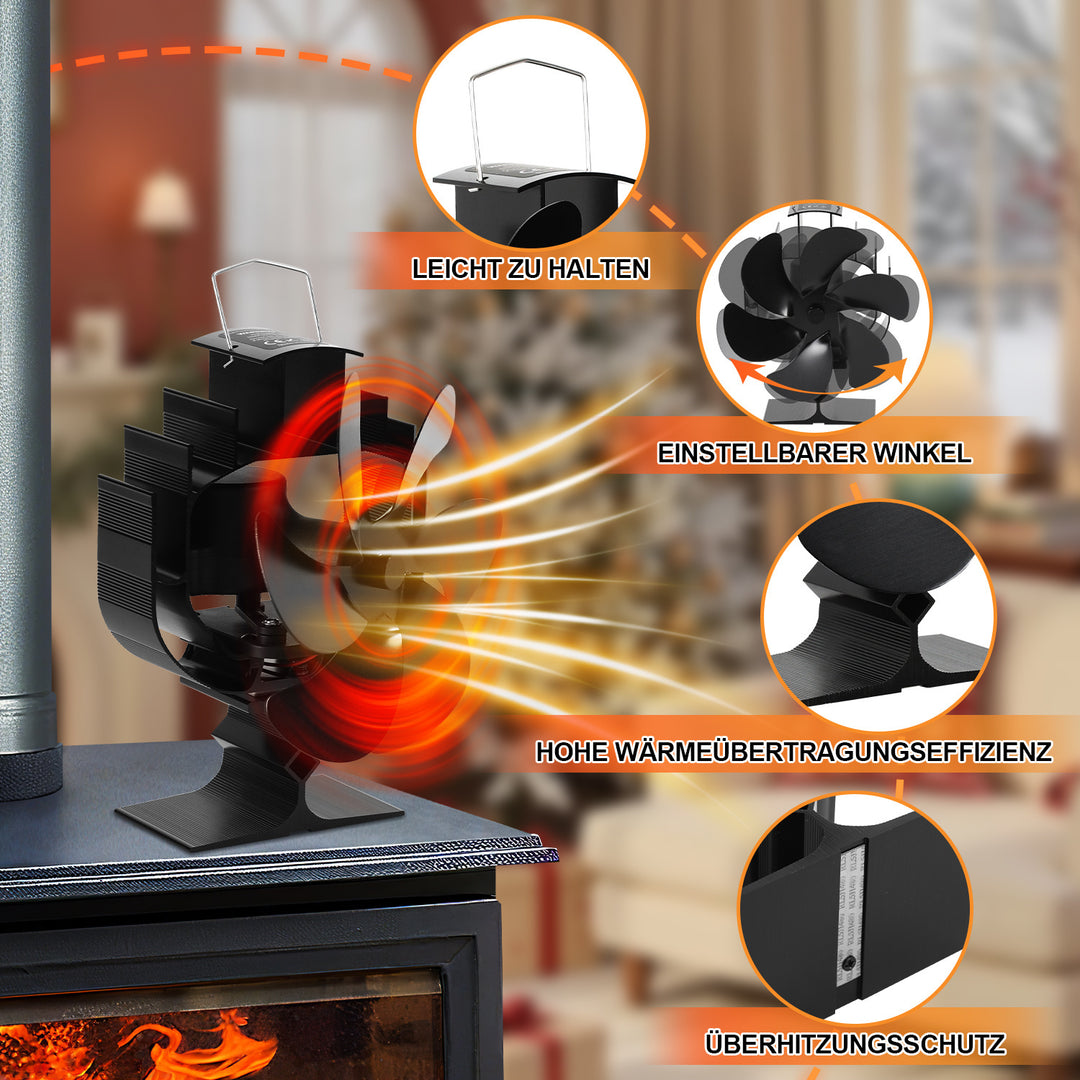 Sonnewelt Kaminventilator Ofenventilator 6-Blättern Oszillation