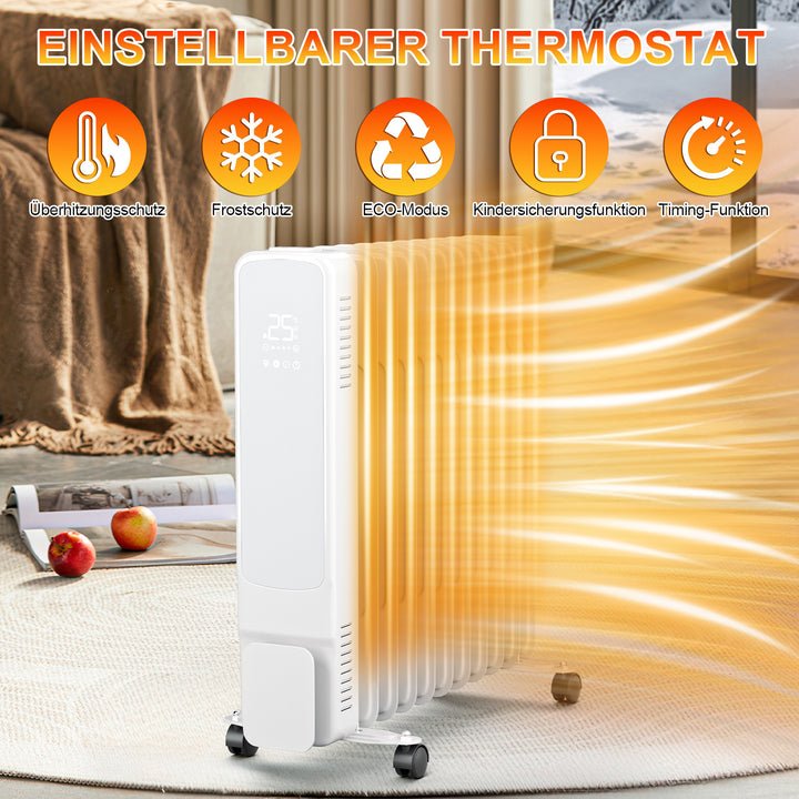 Sonnewelt Ölradiator Elektroheizung 2500W WiFi App & Fernbedienung