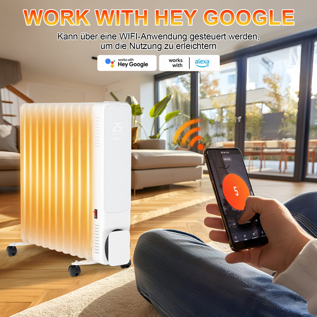 Sonnewelt Ölradiator Elektroheizung 2500W WiFi App & Fernbedienung