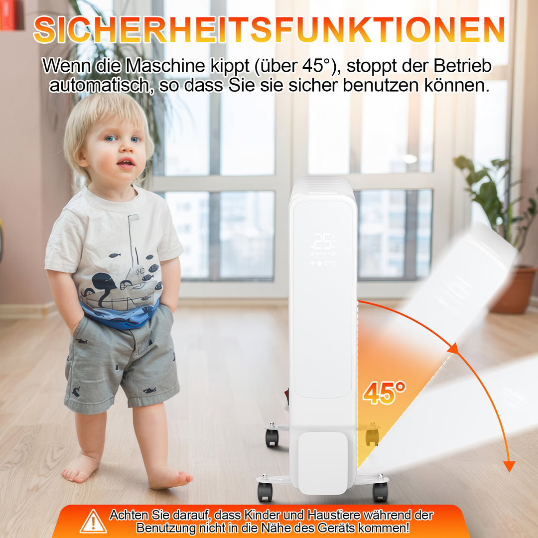 Sonnewelt Ölradiator Elektroheizung 2500W WiFi App & Fernbedienung