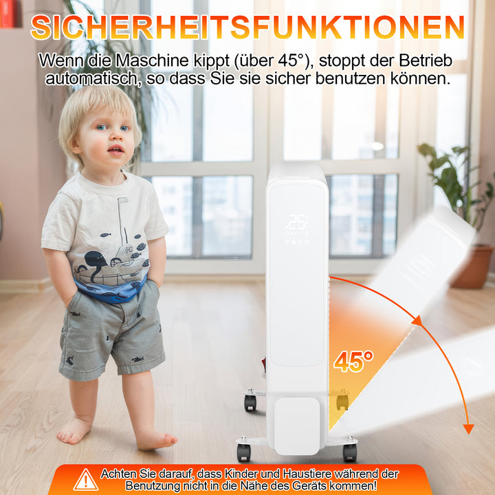 Sonnewelt Ölradiator Elektroheizung 2500W WiFi App & Fernbedienung
