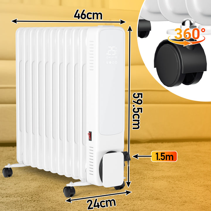 Sonnewelt Ölradiator Elektroheizung 2500W WiFi App & Fernbedienung