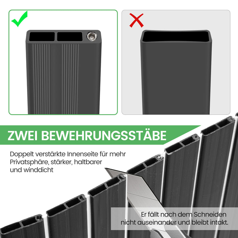 Sonnewelt PVC Sichtschutzmatte Balkon Sichtschutz Doppelte Verstärkung