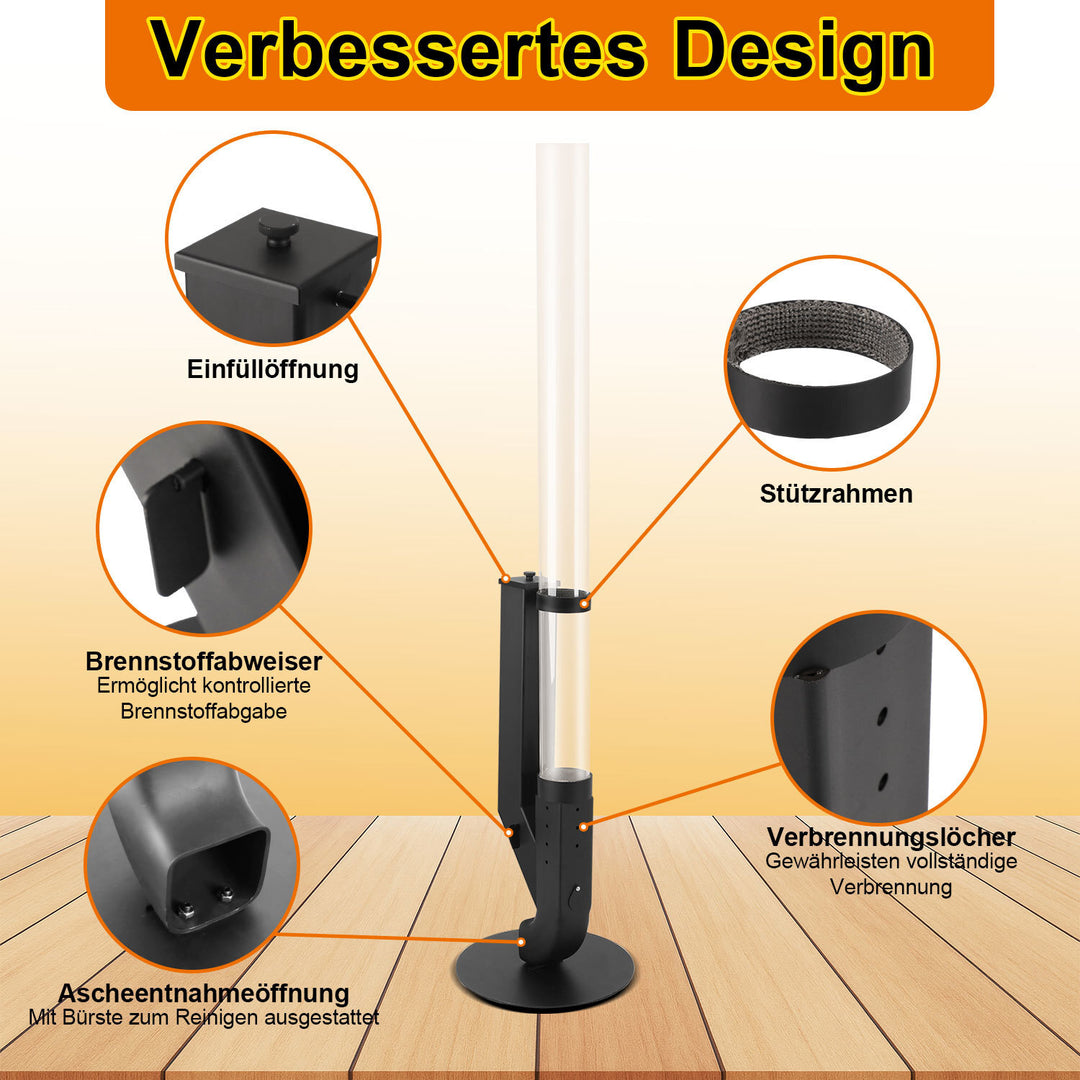Sonnewelt Pelletfackel Feuerrohr Kohlenstoffstahl mit Glasröhre