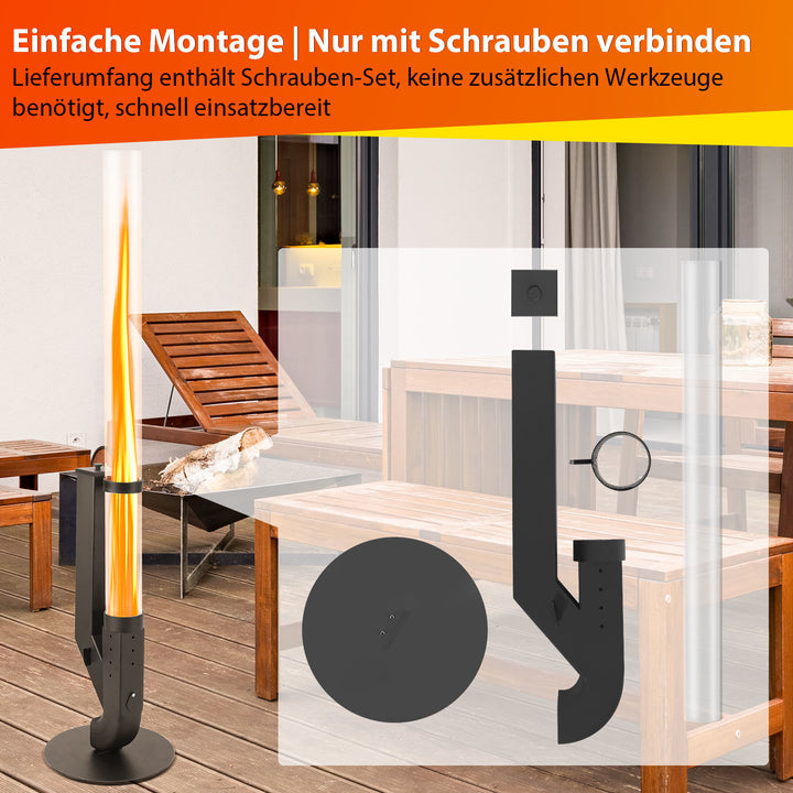 Sonnewelt Pelletfackel Feuerrohr Kohlenstoffstahl mit Glasröhre