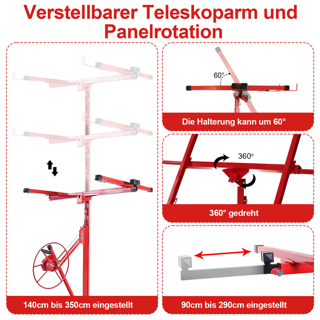 Sonnewelt Plattenheber 68 kg Traglast klappbar Höhenverstellbar 140cm -350cm