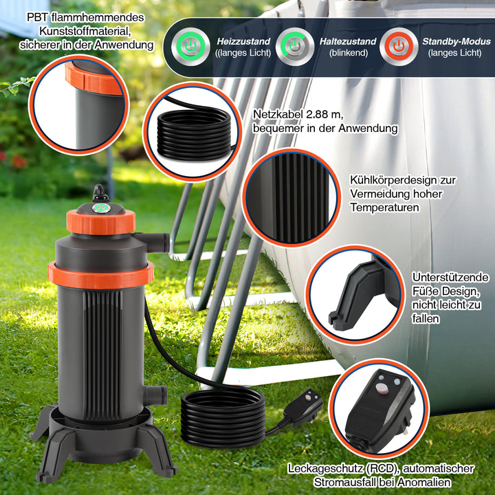 Sonnewelt Poolheizung Elektrisch Schwimmbadheizung bis zu 45°