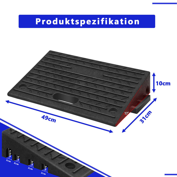 Sonnewelt Rollstuhlrampe Bordsteinrampe Gummi Tragbar 2 Stück