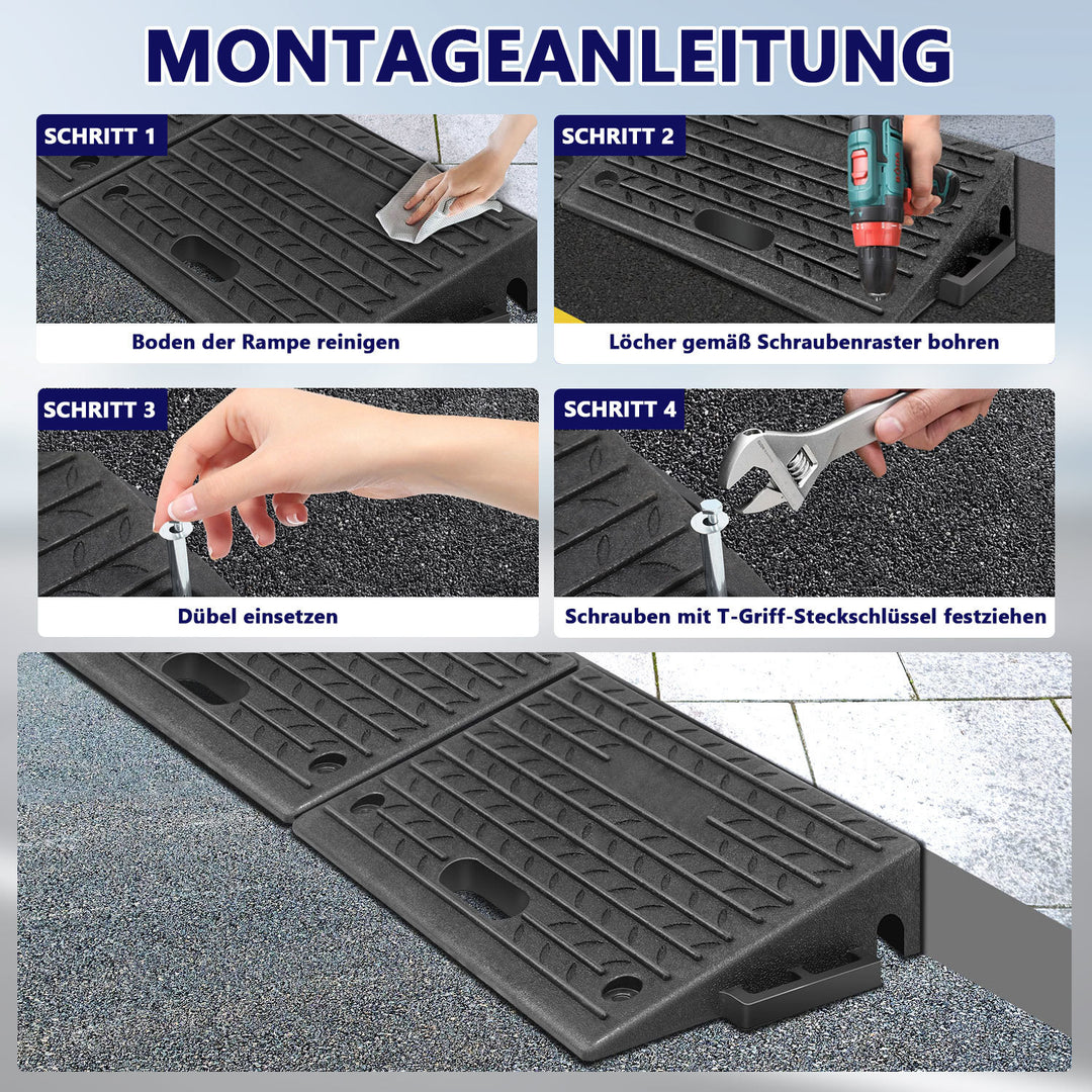 Sonnewelt Rollstuhlrampe Bordsteinrampe Gummi Tragbar 2 Stück