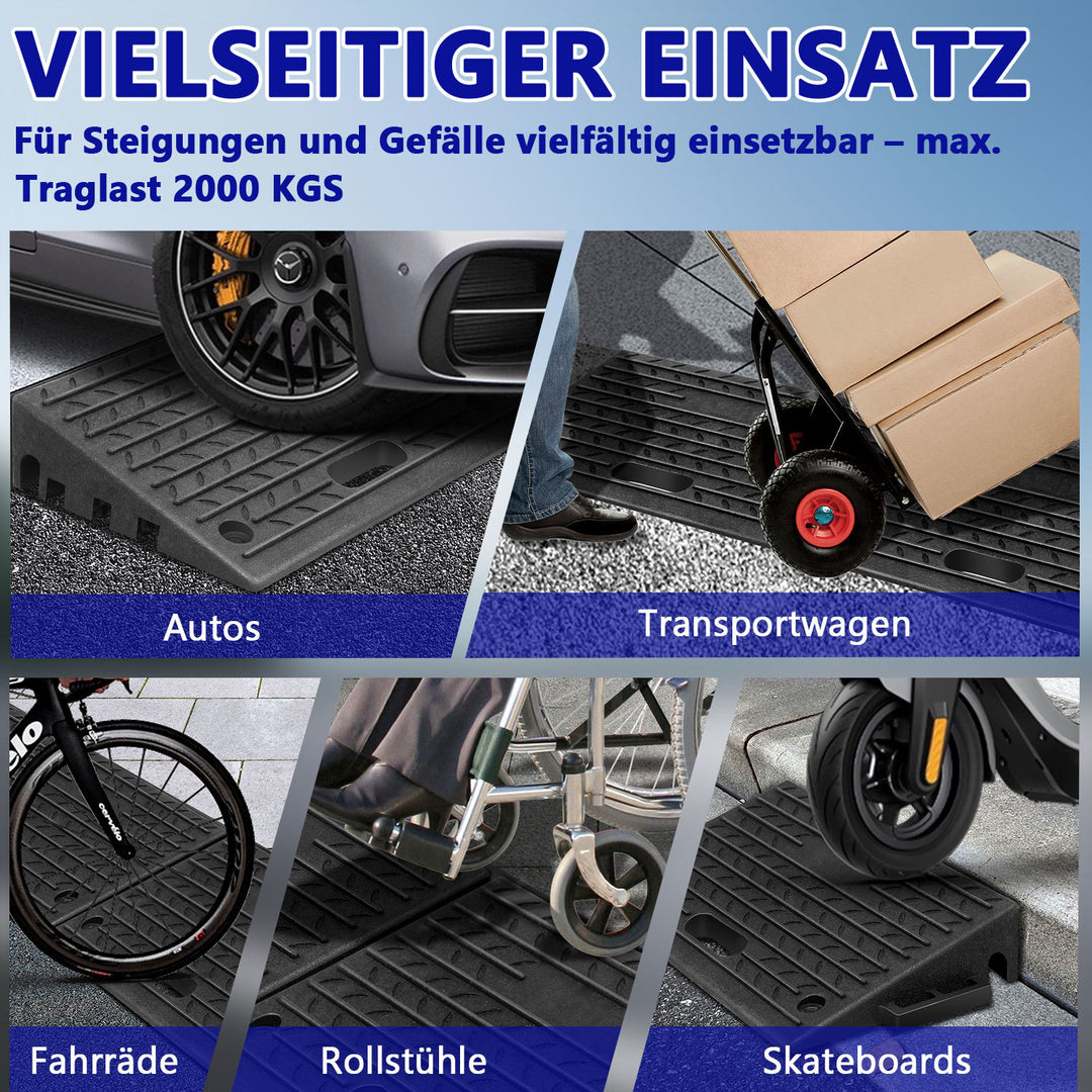Sonnewelt Rollstuhlrampe Bordsteinrampe Gummi Tragbar 2 Stück