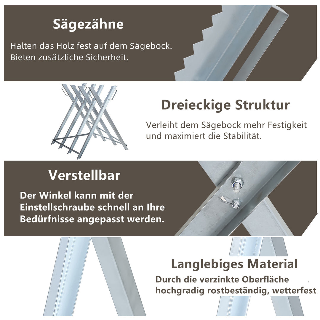 Sonnewelt sawhorse metal, galvanized. Max. load 150 kg