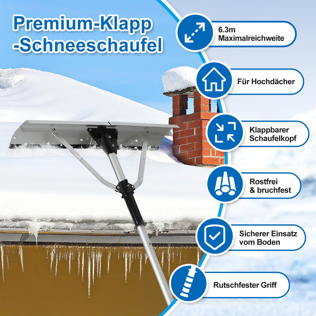 Sonnewelt Schneeschieber Dachräumer Alu klappbar 6.3m