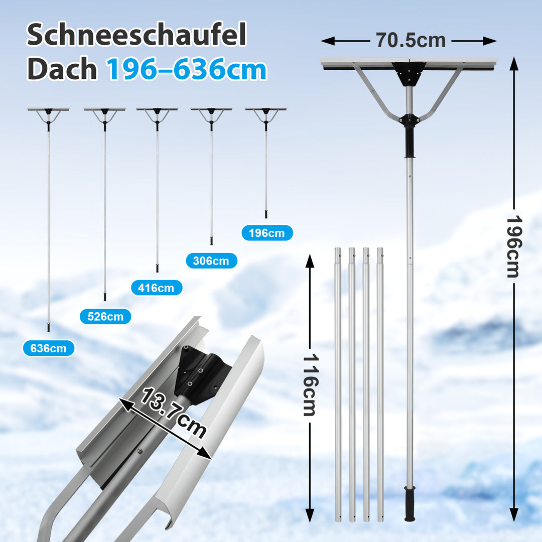 Sonnewelt Schneeschieber Dachräumer Alu klappbar 6.3m