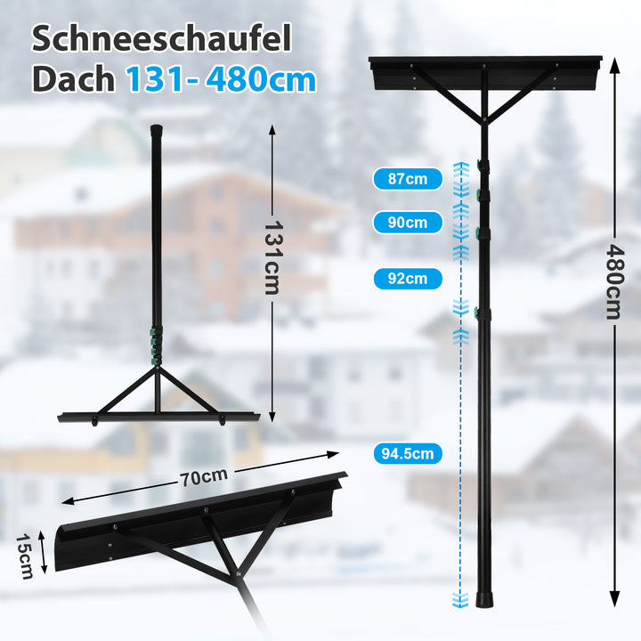 Sonnewelt Schneeschieber Dachräumer Alu Teleskopierbar 3.6m/4.8m