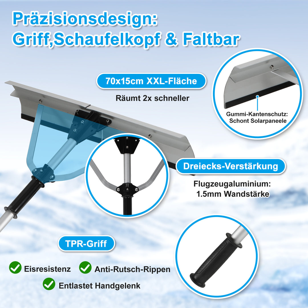 Sonnewelt Schneeschieber Dachräumer Alu klappbar 6.3m