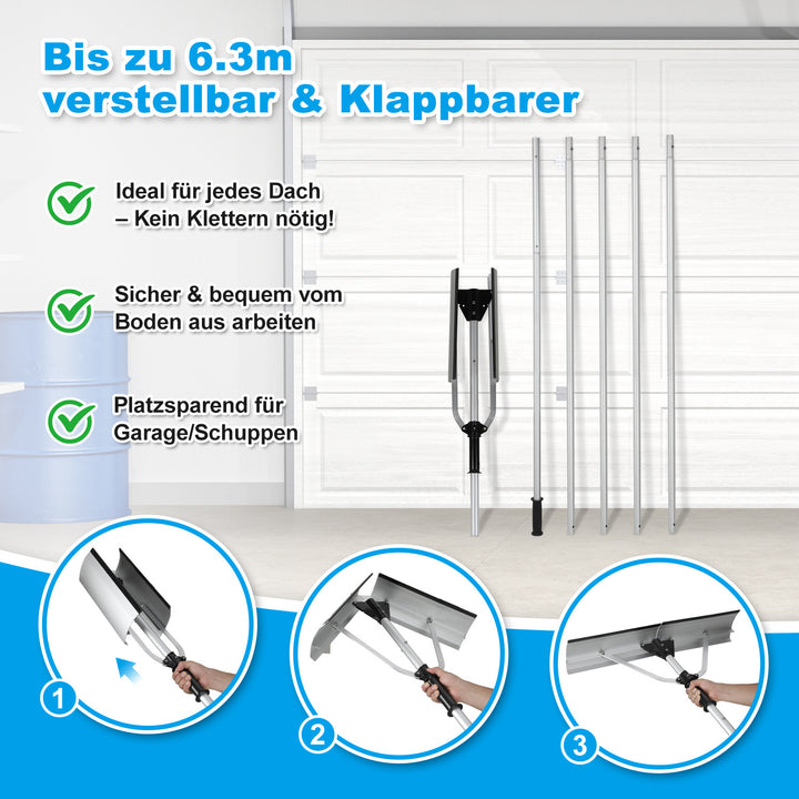 Sonnewelt Schneeschieber Dachräumer Alu klappbar 6.3m