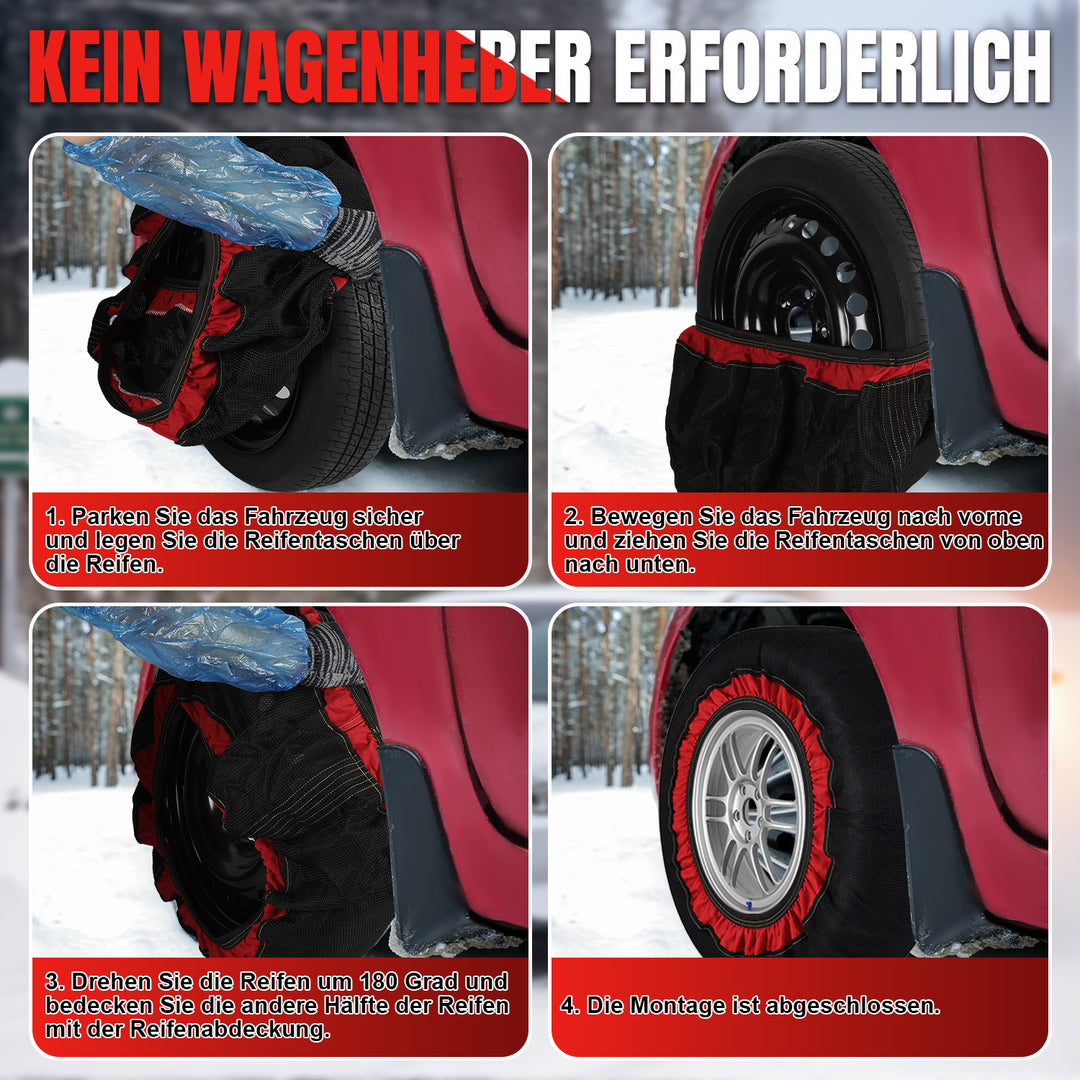 Sonnewelt 2x Schneesocken für Reifen Auto Reifensocken Verdickte