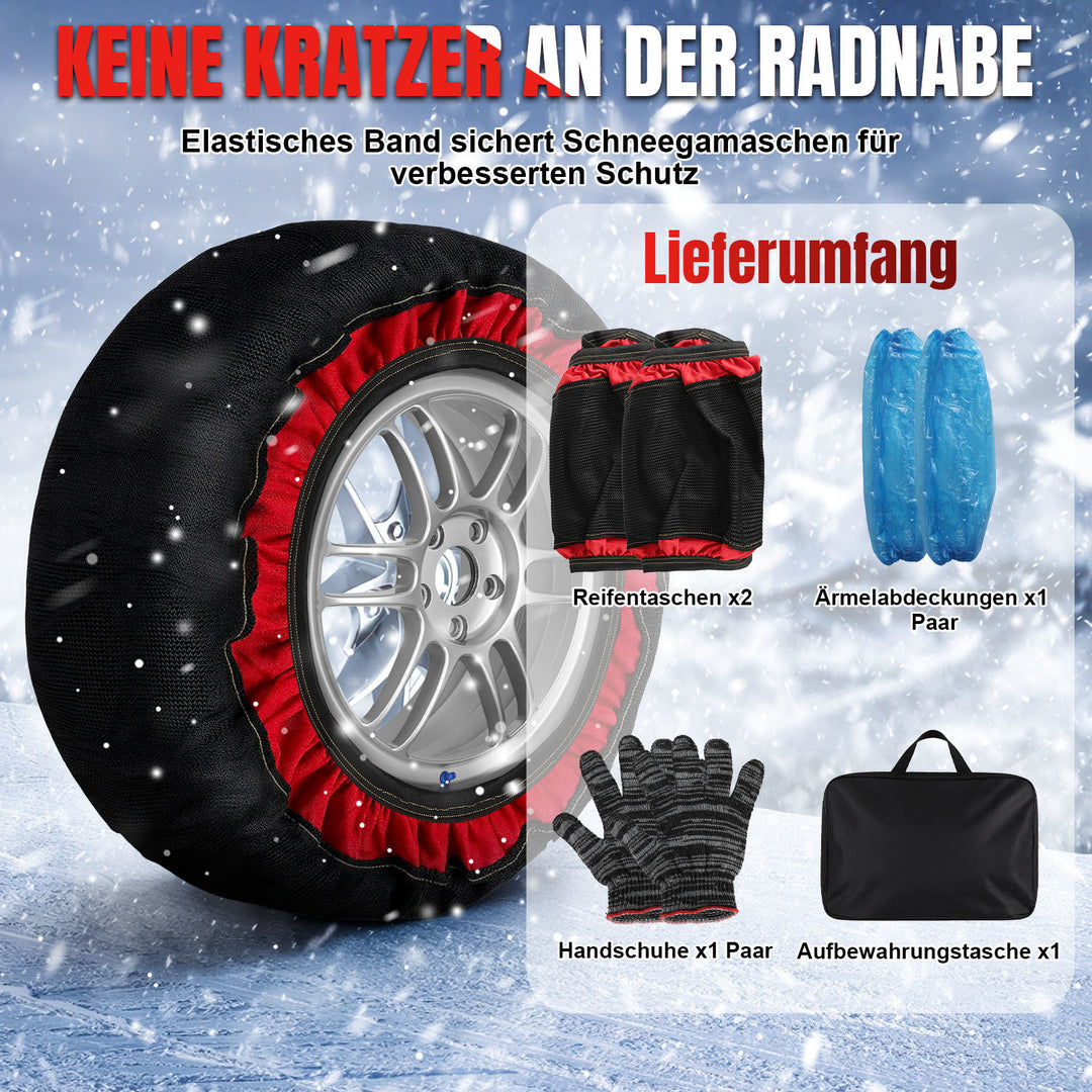 Sonnewelt 2x Schneesocken für Reifen Auto Reifensocken Verdickte