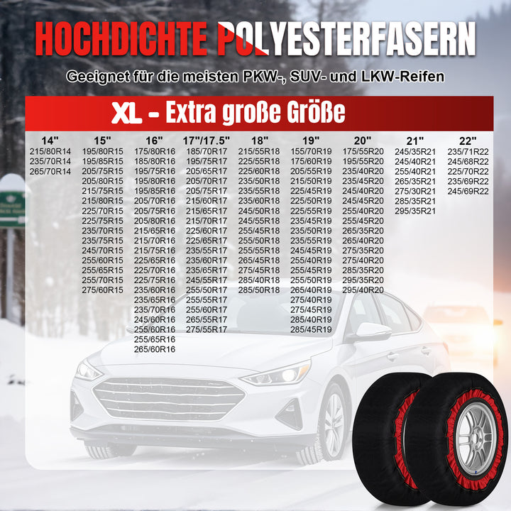 Sonnewelt 2x Schneesocken für Reifen Auto Reifensocken Verdickte