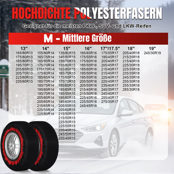 Sonnewelt 2x Schneesocken für Reifen Auto Reifensocken Verdickte