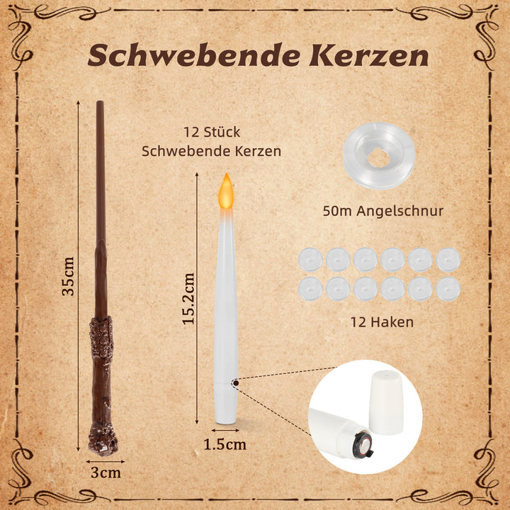 Sonnewelt LED Schwebende Kerzen 12 Stück mit Zauberstab Fernbedienung