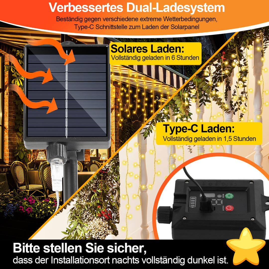 Sonnewelt Solar Icicle String Lights with Remote Control 5m-15m