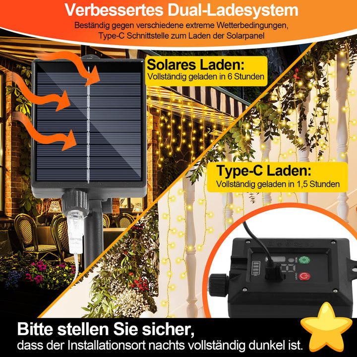 Sonnewelt Solar Icicle String Lights with Remote Control 5m-15m