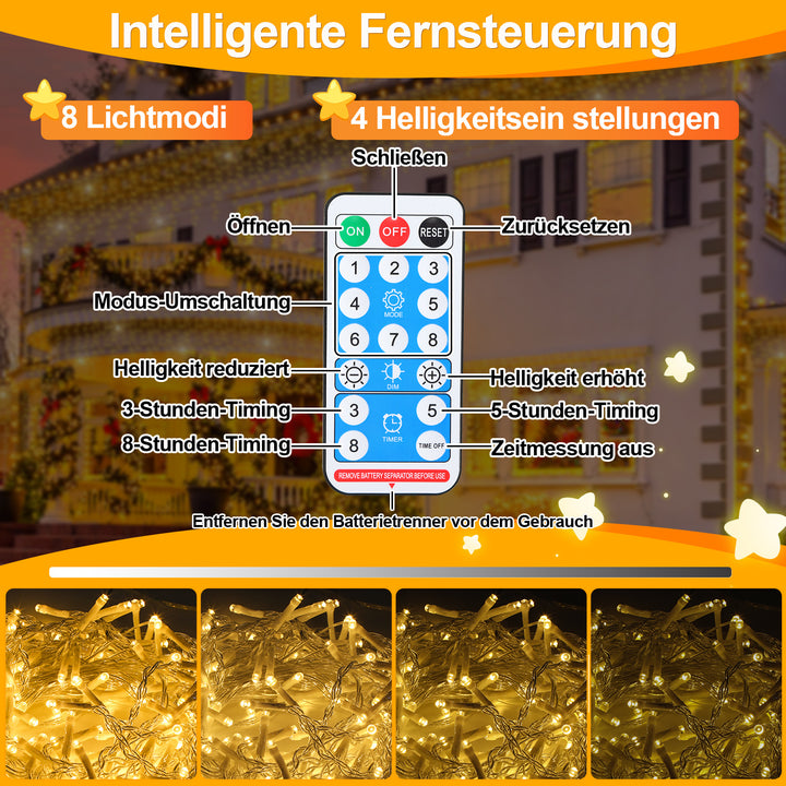 Sonnewelt Solar Icicle String Lights with Remote Control 5m-15m