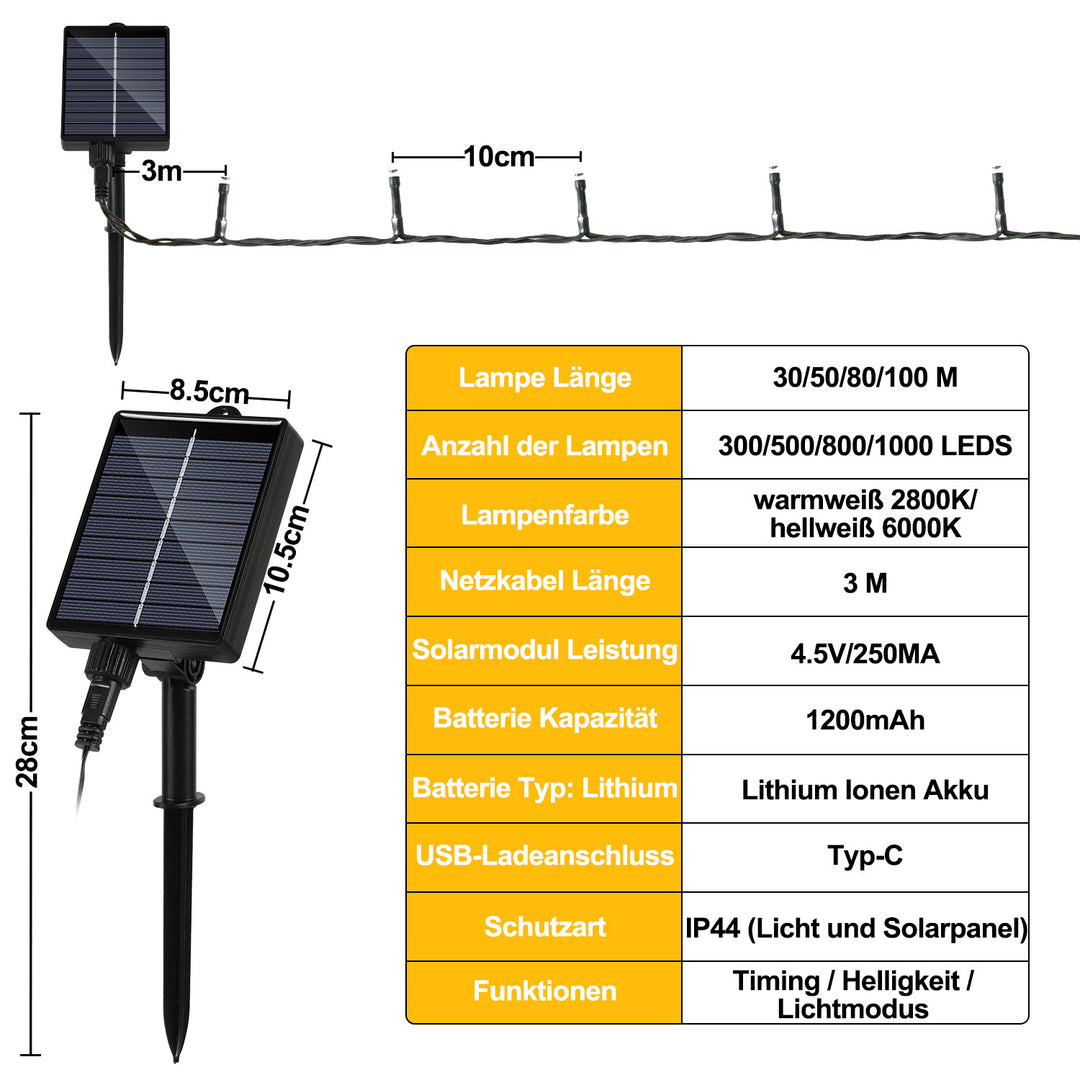 Sonnewelt Solar Fairy Lights with Remote Control 30m-100m