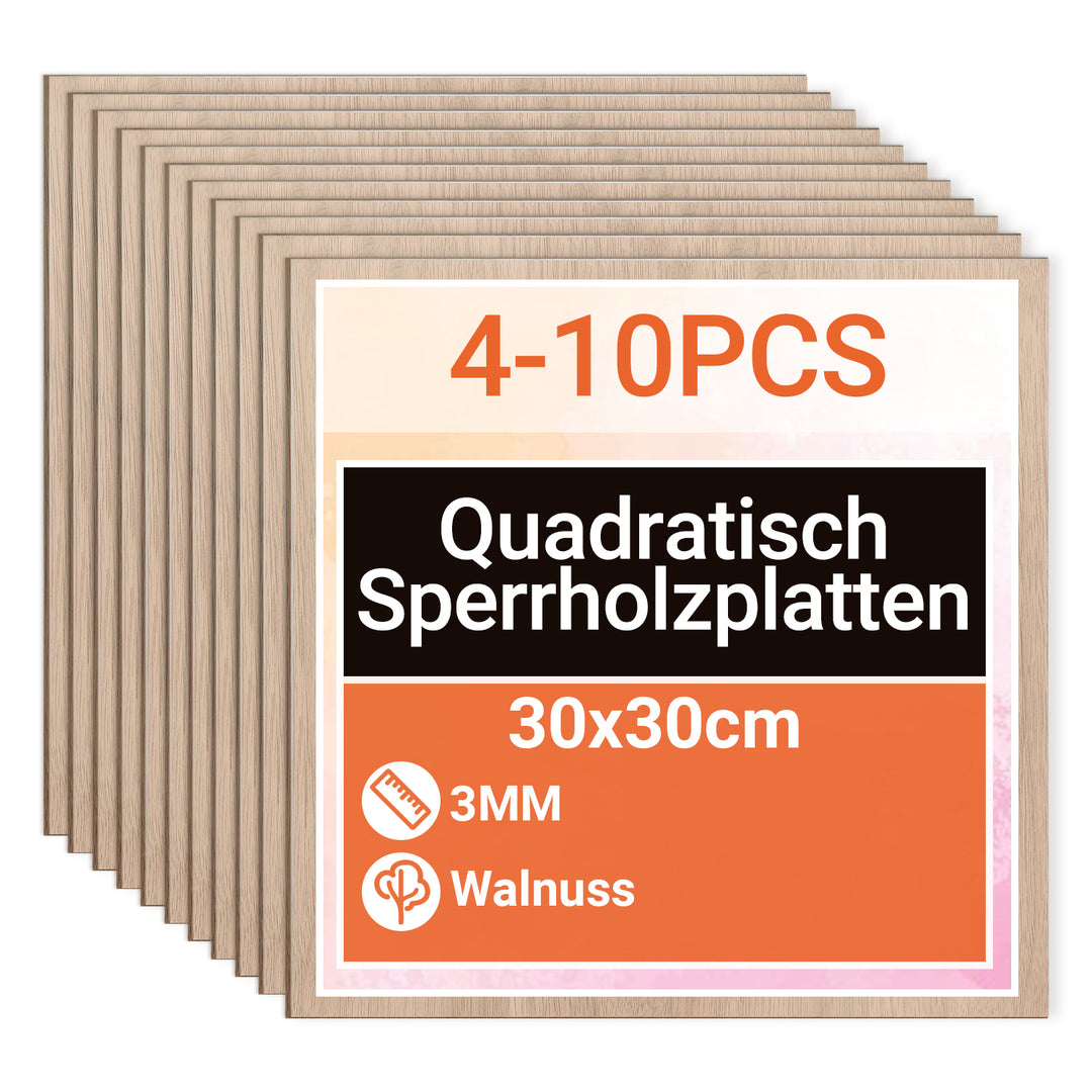 Sonnewelt Walnuss Sperrholzplatte 300*300mm 4-50 Stück