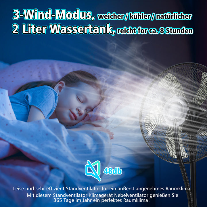 Sonnewelt Standventilator mit Wasserkühlung Ultraschall-Sprühnebel