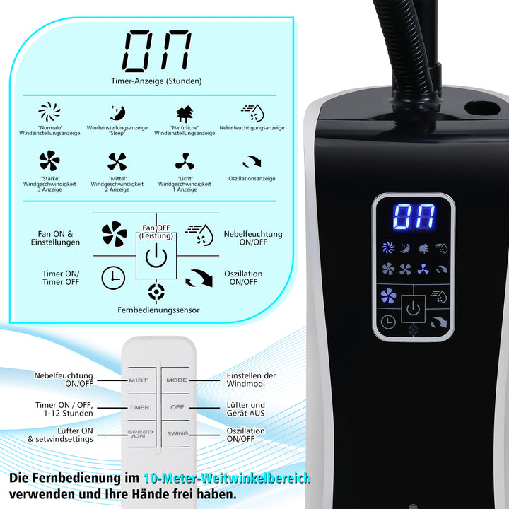 Sonnewelt Standventilator mit Wasserkühlung Ultraschall-Sprühnebel