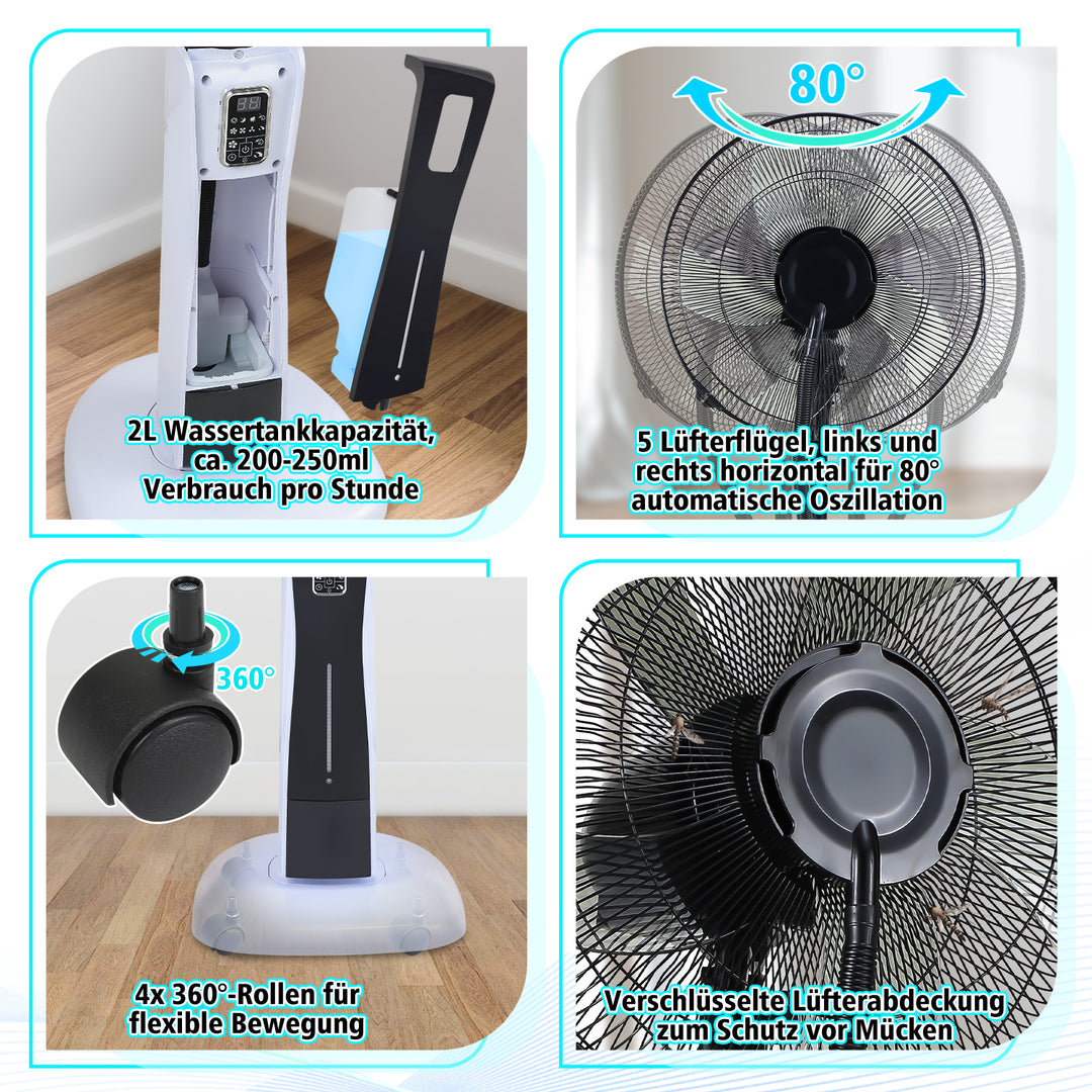 Sonnewelt Standventilator mit Wasserkühlung Ultraschall-Sprühnebel