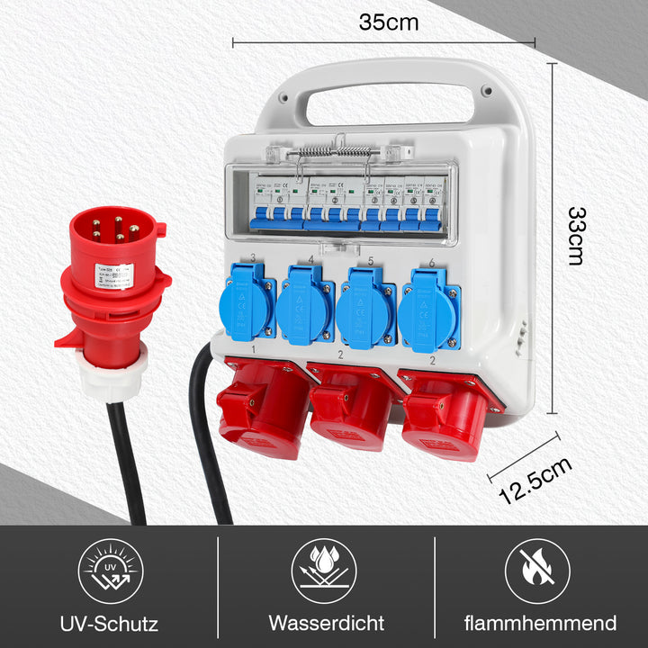 Sonnewelt power distributor 2 x CEE 16A 400V + 1 x CEE 32A 400V + 4 x 230V 5-pin