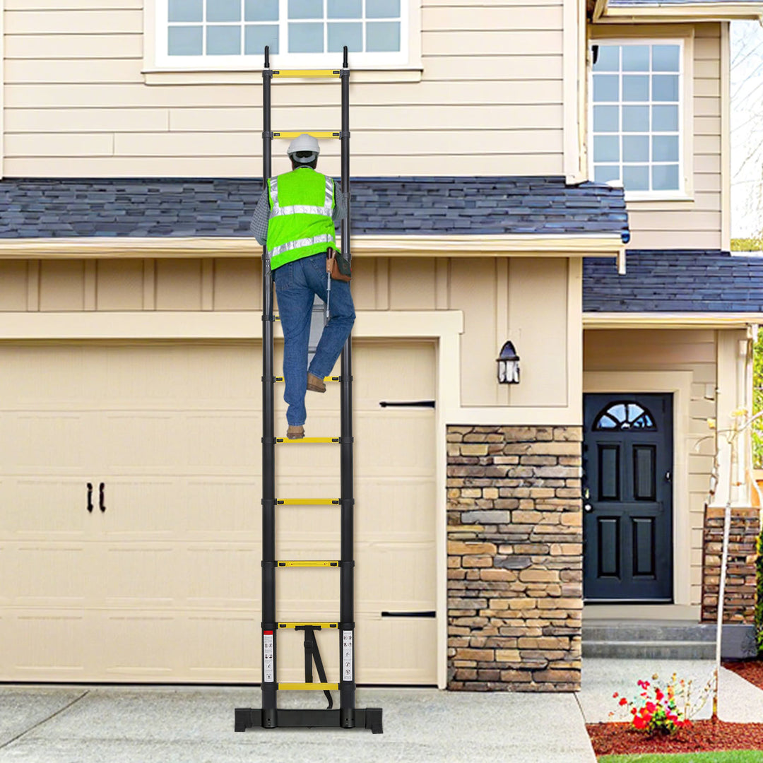 Sonnewelt Teleskopleiter Aluminium mit Abnehmbarem Haken mit Stabilisator