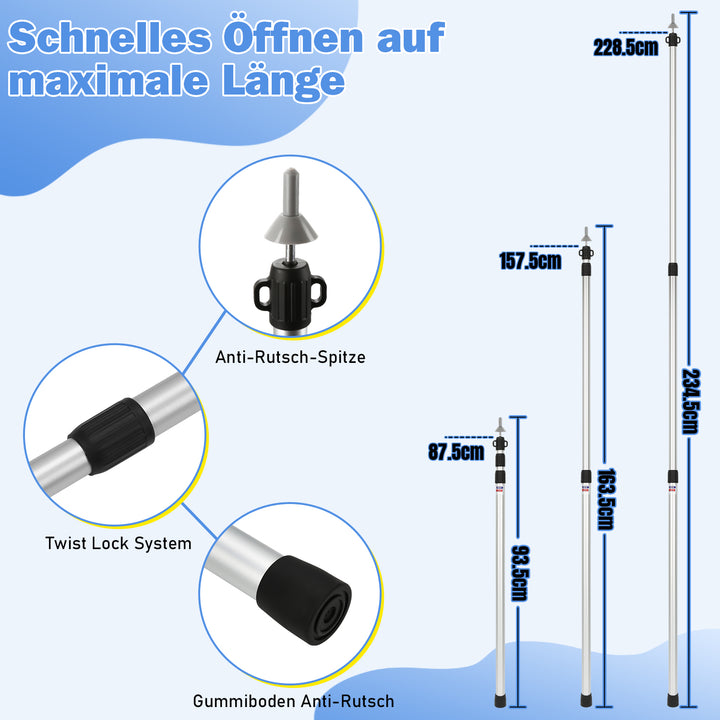 Sonnewelt Teleskopstange für Zelte Verstellbare Aluminium
