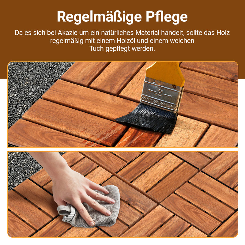 Sonnewelt Holzfliesen 30x30cm 12 Latten Fliese(11 Stück)