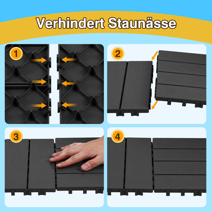 Sonnewelt Terrassenfliesen Kunststoffboden 30x30cm 11 Stück