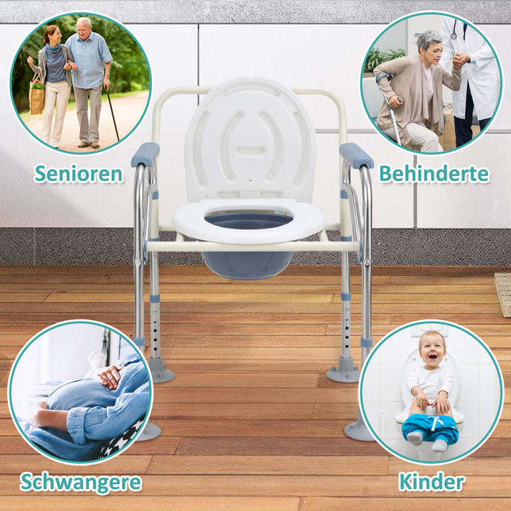 Sonnewelt Toilettenstuhl Faltbar Höhenverstellbar inkl. Eimer