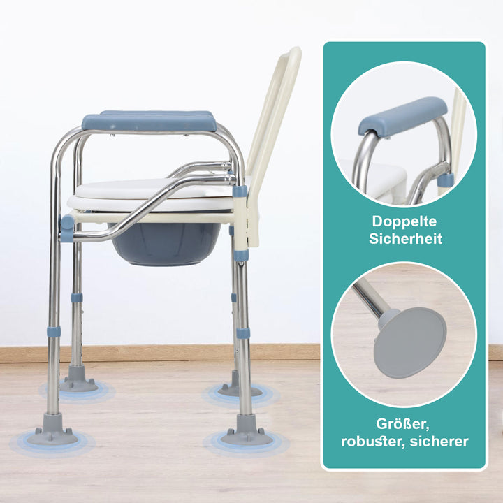 Sonnewelt Toilettenstuhl Faltbar Höhenverstellbar inkl. Eimer