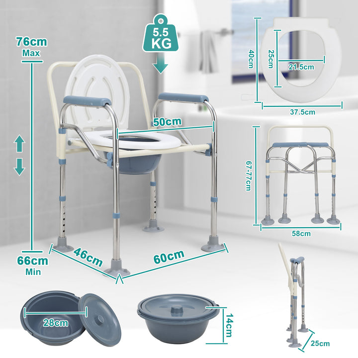 Sonnewelt Toilettenstuhl Faltbar Höhenverstellbar inkl. Eimer