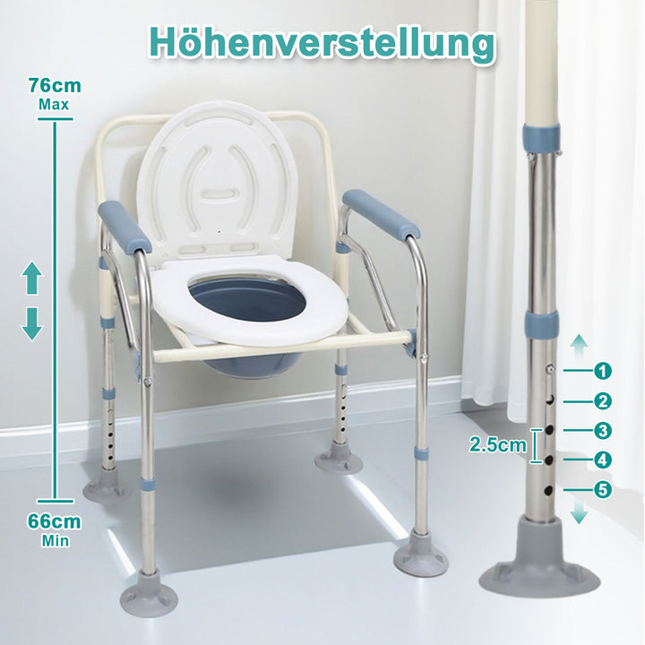 Sonnewelt Toilettenstuhl Faltbar Höhenverstellbar inkl. Eimer