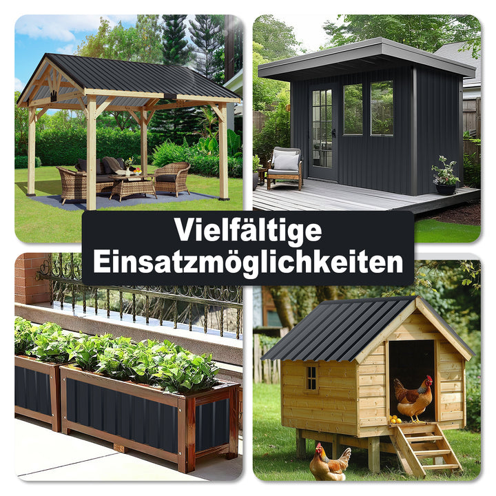 Sonnewelt 12X Dachblech Trapezblech Metall Anthrazit/Grün