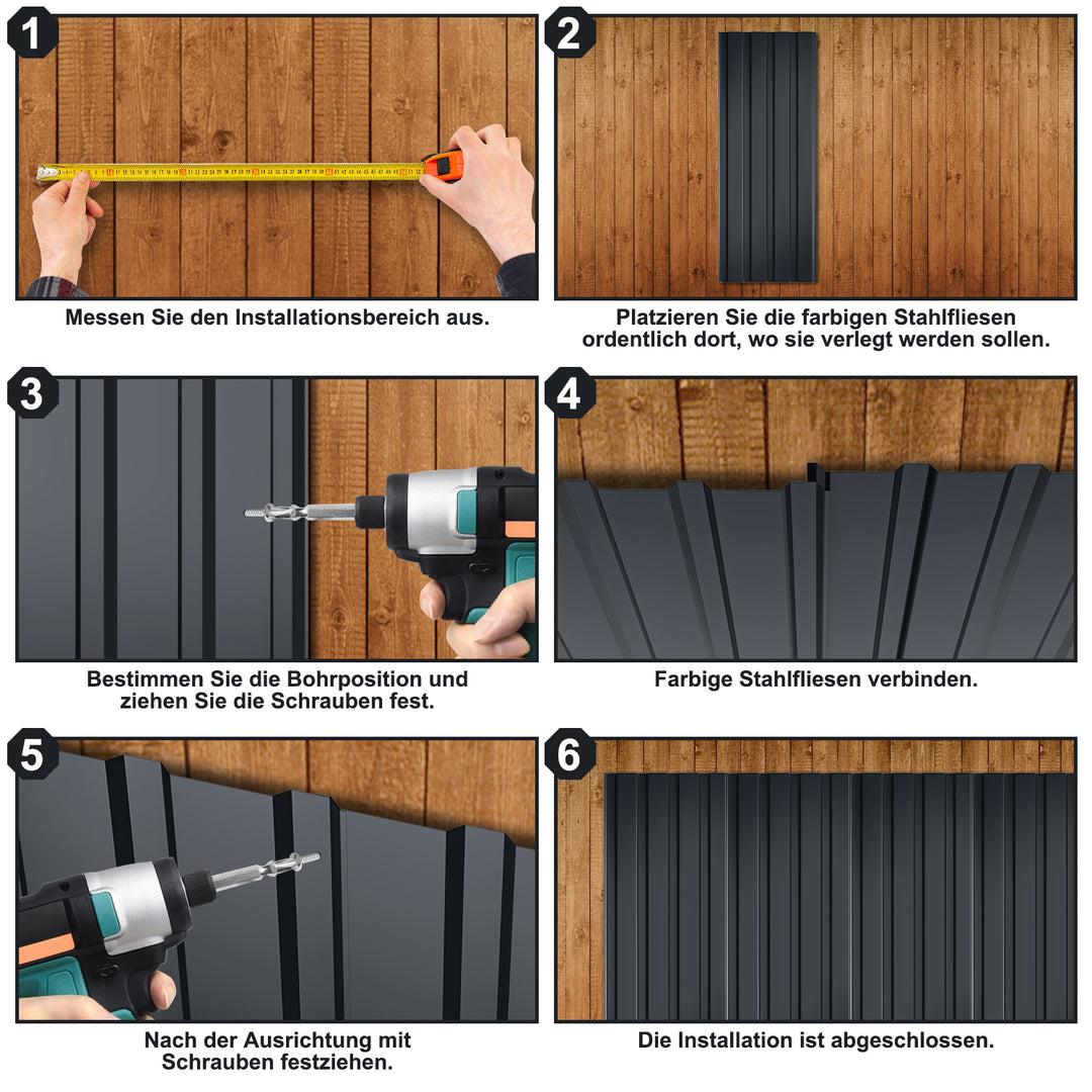 Sonnewelt 12X Dachblech Trapezblech Metall Anthrazit/Grün