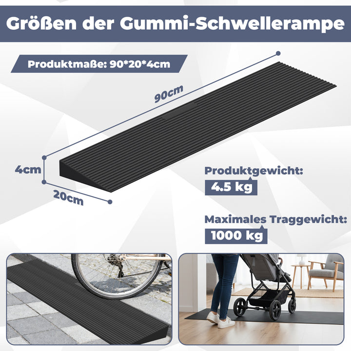 Sonnewelt Türschwellenrampe Rollstuhlrampe Gummi 1,5-4,5 cm