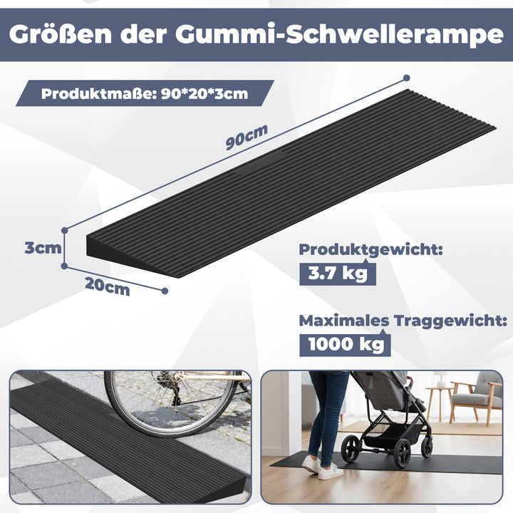 Sonnewelt Türschwellenrampe Rollstuhlrampe Gummi 1,5-4,5 cm