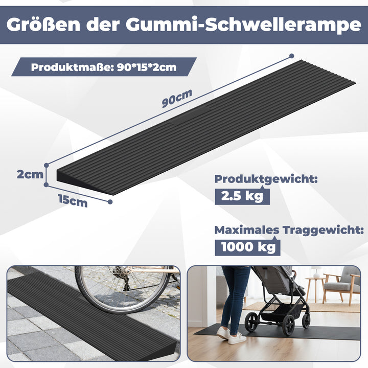 Sonnewelt Türschwellenrampe Rollstuhlrampe Gummi 1,5-4,5 cm